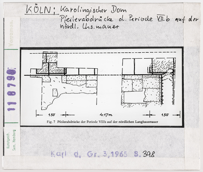 Vorschaubild Köln: Karolingischer Dom, Pfeilerabdrücke der Periode VII b auf der nördlichen Langhausmauer 